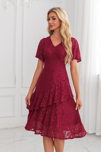 Robe Midi Dentelle Bordeaux - gallery 3