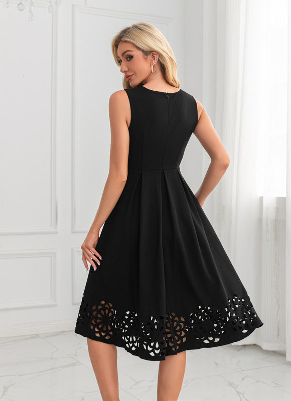 Robe Midi Noire Ajourée - gallery 4