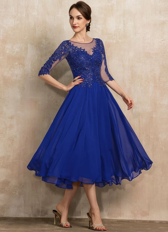 Robe Midi Bleu Élégante - gallery 2