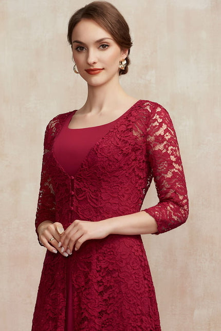 Robe Midi Bordeaux Aérée - gallery 1