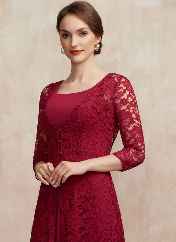 Robe Midi Bordeaux Aérée - gallery 1