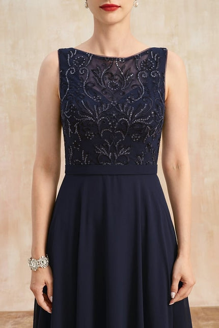 Robe Midi Élégance Marine Éthérée - gallery 7