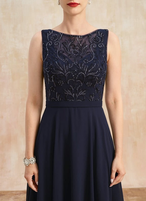 Robe Midi Élégance Marine Éthérée - gallery 7