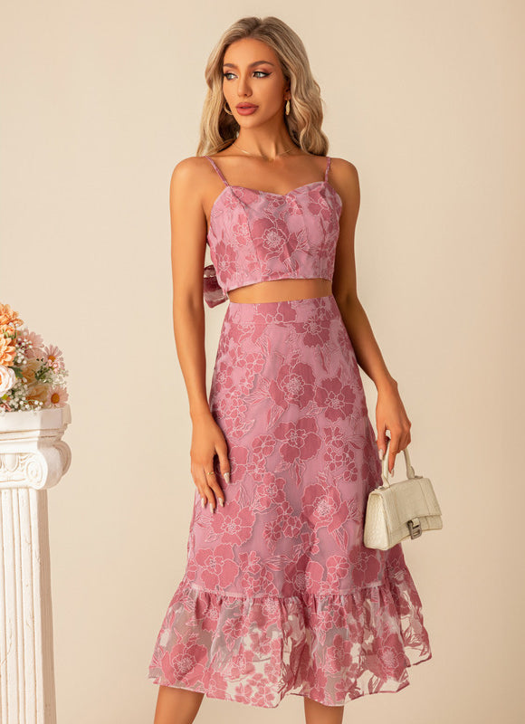 Robe Midi Fleurie Rose - gallery 2