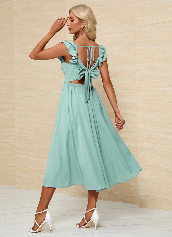 Robe Midi Manches Bouffantes