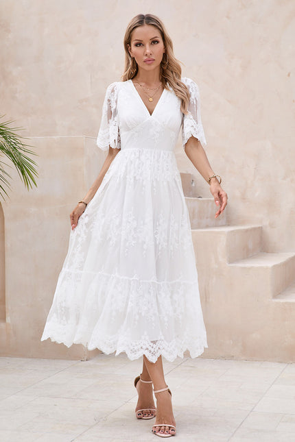 Robe Midi Dentelle Bordeaux - gallery 1