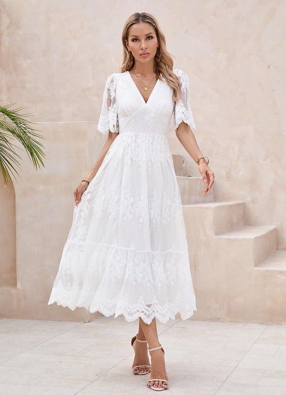 Robe Midi Dentelle Bordeaux - gallery 1