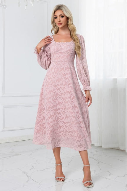Robe Midi Rose À Motifs - gallery 6