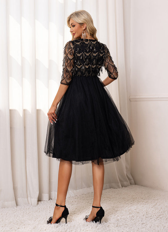 Robe Midi Noire Festive - gallery 1