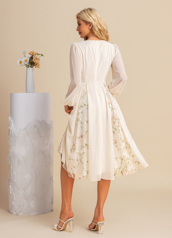 Robe Midi Midi Florale Élégante - gallery 1