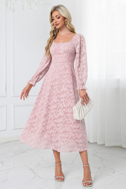Robe Midi Rose À Motifs - gallery 1