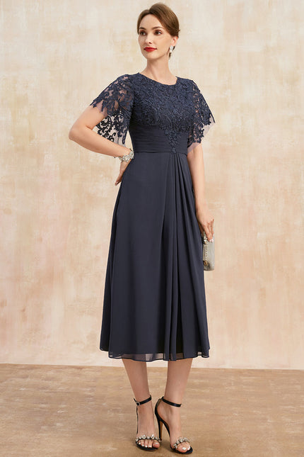 Robe Midi Mousseline Marine - gallery 3