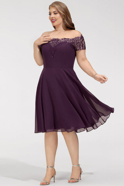 Robe Midi Élégance Pourpre Aérienne - gallery 5