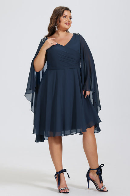 Robe Midi Éthérée Marine - gallery 7