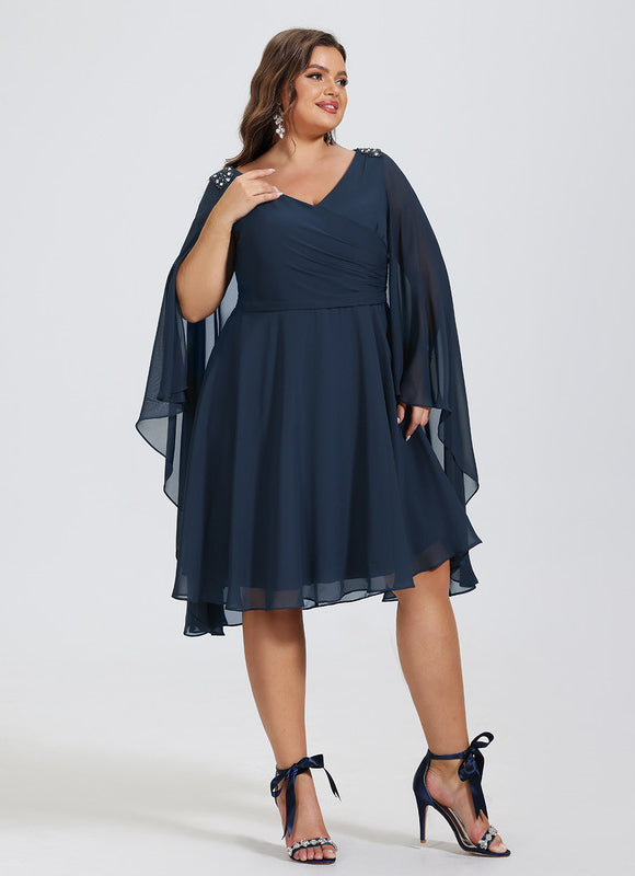 Robe Midi Éthérée Marine - gallery 7