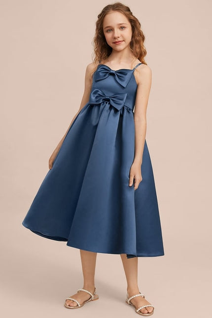 Robe Midi Satin Bleu Foncé - gallery 1