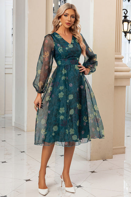 Robe Midi Organza Fleurie