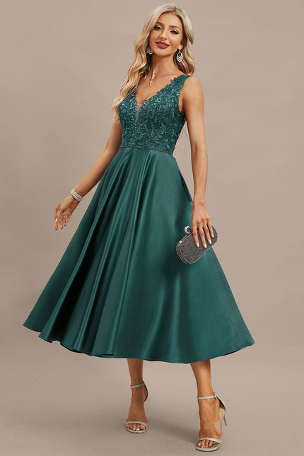 Robe Midi Émeraude Élégante