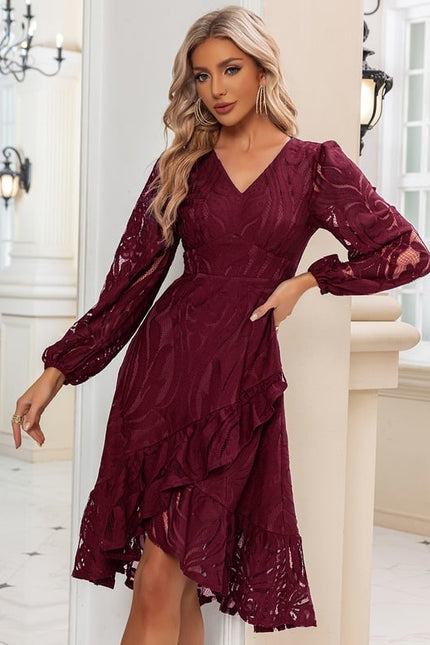 Robe Midi Midi Dentelle Marine - gallery 6