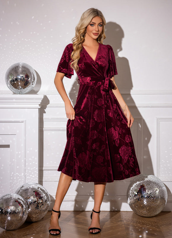 Robe Midi Velours Étoilé