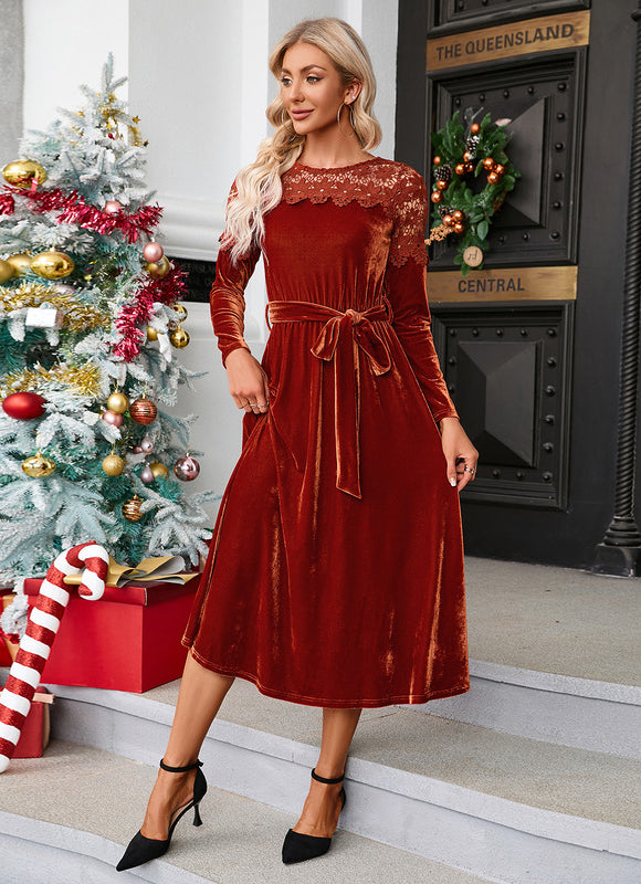 Robe Midi Velours Éclatante - gallery 3