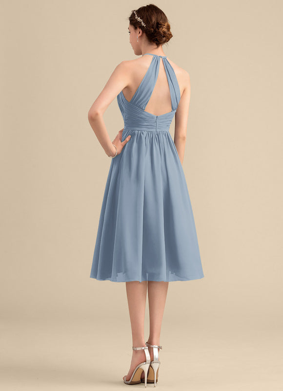 Robe Midi Mousseline Bleu - gallery 1