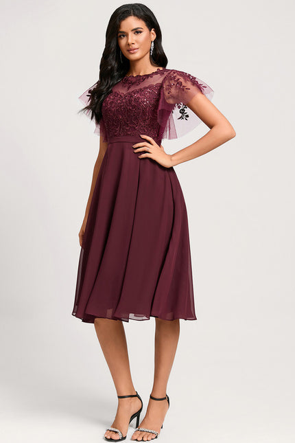 Robe Midi Éclat Bordeaux - gallery 4