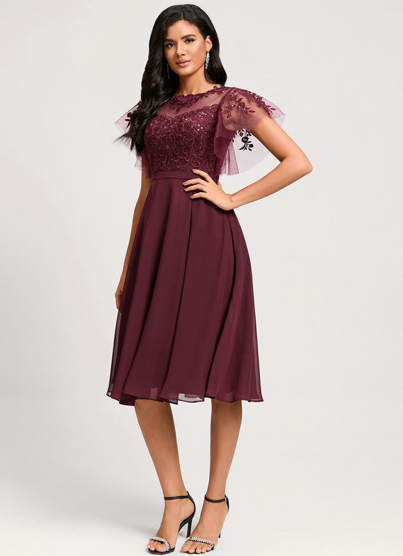 Robe Midi Éclat Bordeaux - gallery 4