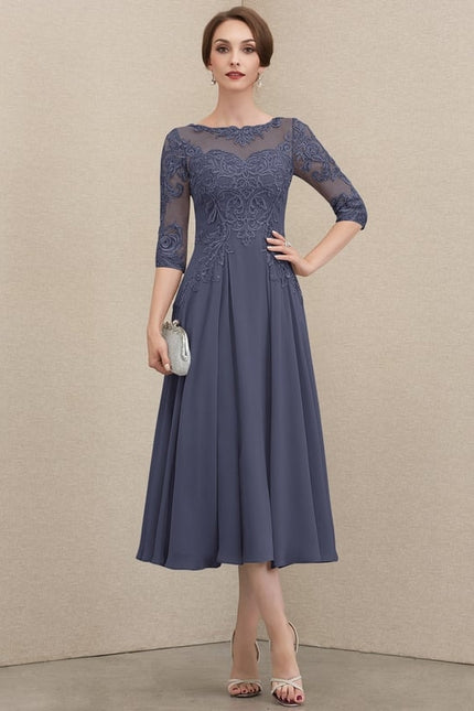 Robe Midi Élégance Grise Chic - gallery 4