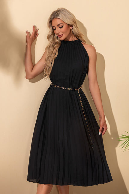 Robe Midi Plissée Noire - gallery 5