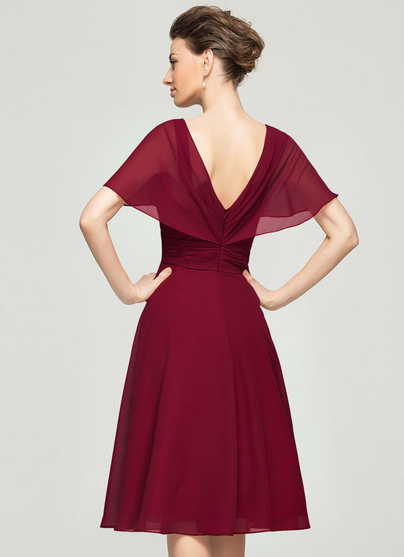 Robe Midi Rouge Élégant Vaporeux - gallery 4