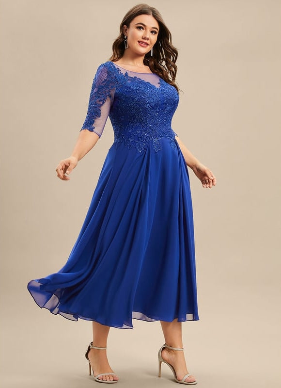 Robe Midi Bleu Élégante - gallery 8
