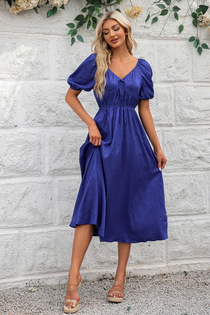 Robe Midi Satin Bleu Royal - gallery 5