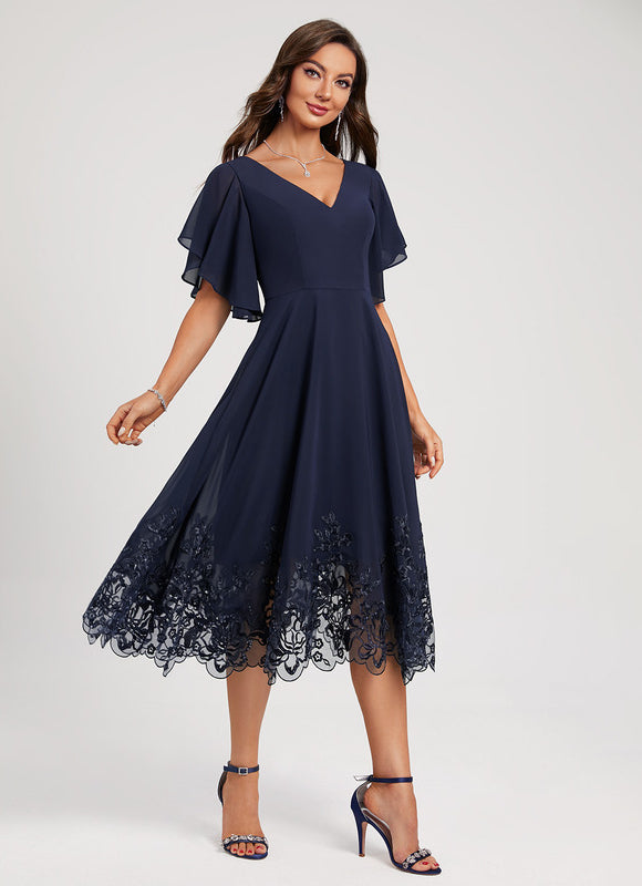 Robe Midi Émeraude Dentelle - gallery 2