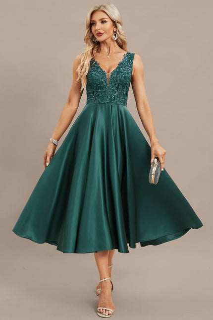 Robe Midi Émeraude Élégante - gallery 1