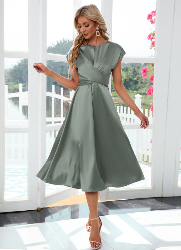 Robe Midi Satin Midi Cintrée