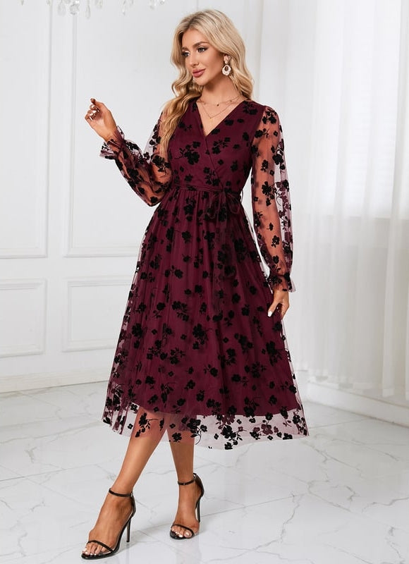 Robe Midi Ébène Florale - gallery 5