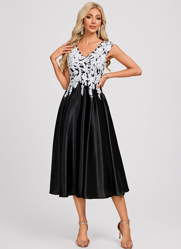 Robe Midi Noire Florale