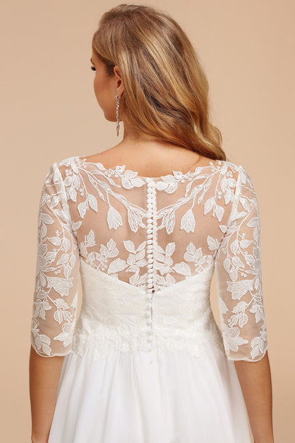 Robe Blanche Midi Manche Longue - gallery 4