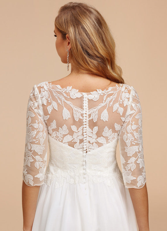 Robe Blanche Midi Manche Longue - gallery 4