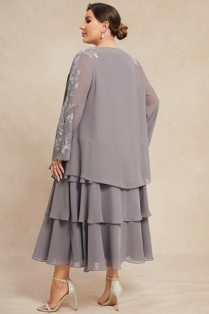 Robe Midi Grise Cascades - gallery 9