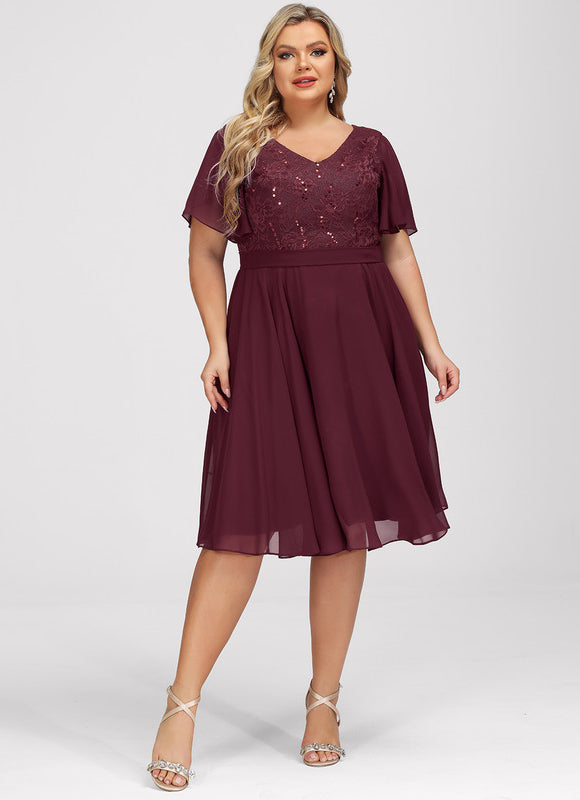 Robe Midi Bordeau Flottante - gallery 8