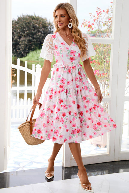 Robe Midi Fleurie Midi Col V - gallery 5