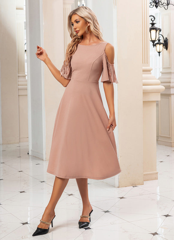 Robe Midi Frange Nude - gallery 4