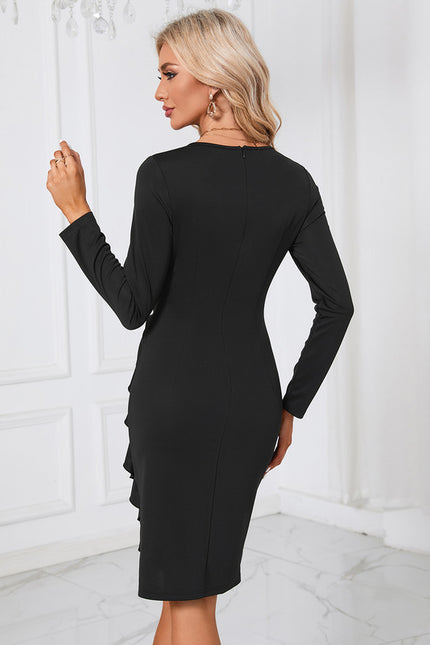 Robe Midi Fourreau Noire Élégante - gallery 3
