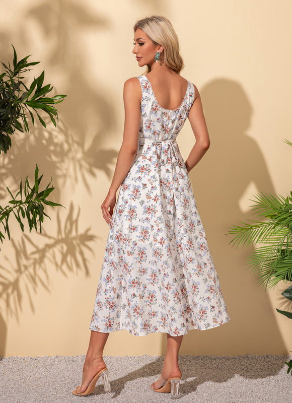 Robe Midi Rose À Volants - gallery 2