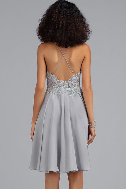 Robe Midi Grise Éclatante - gallery 3