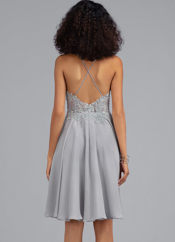 Robe Midi Grise Éclatante - gallery 3