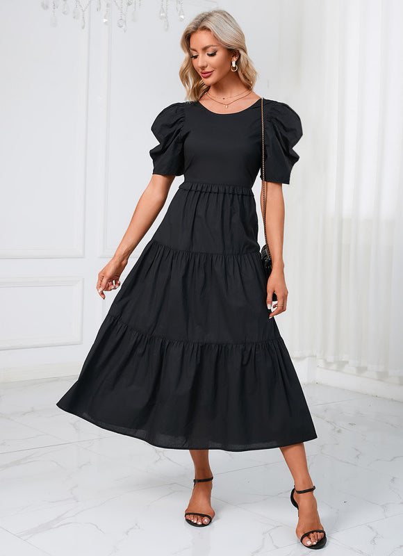 Robe Midi Noire Volants - gallery 1