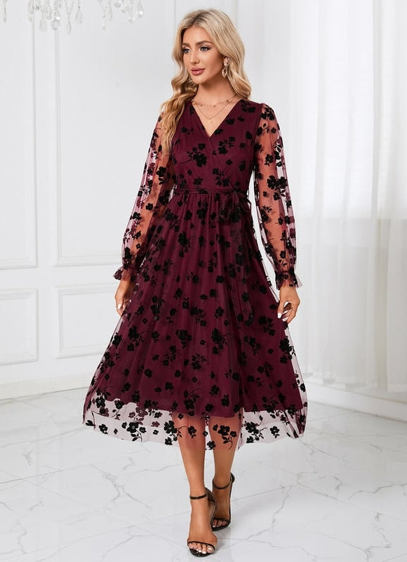 Robe Midi Ébène Florale - gallery 6